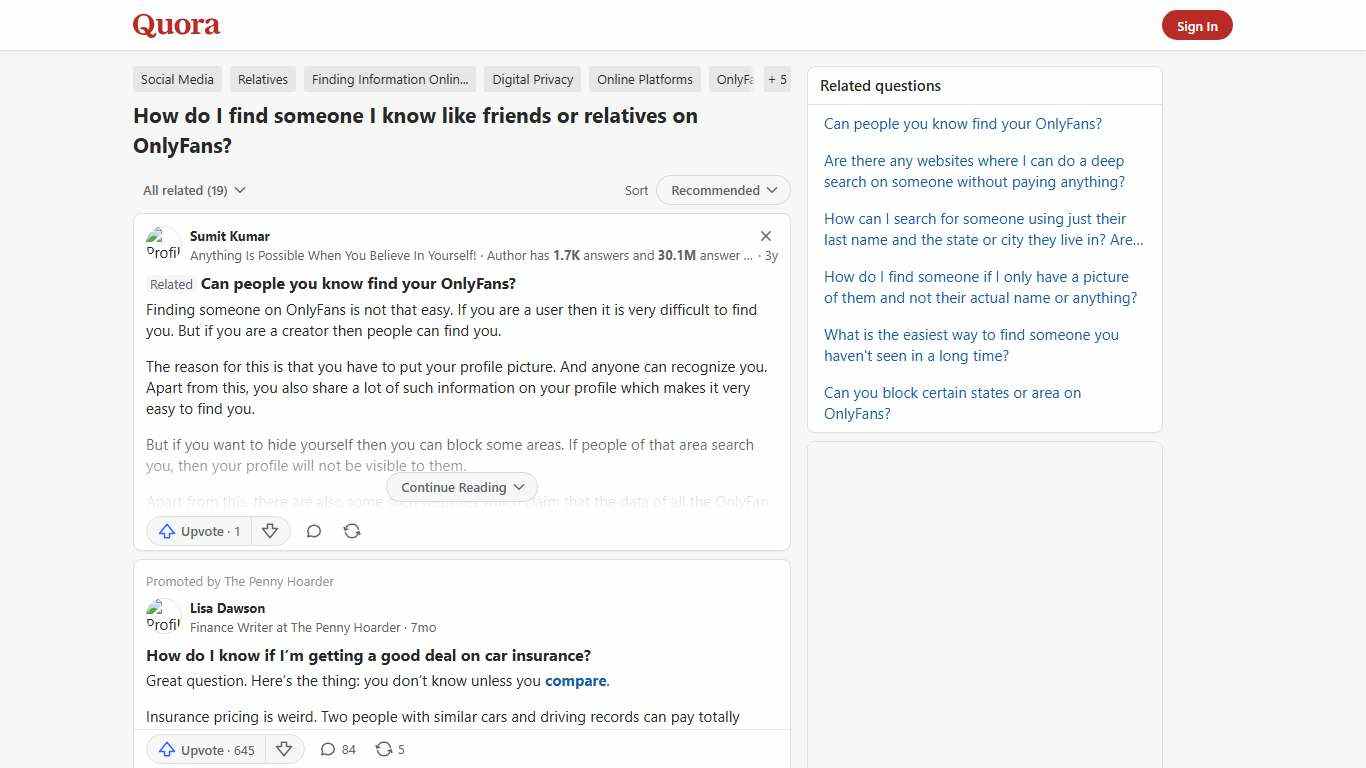 How to find someone I know like friends or relatives on OnlyFans - Quora
